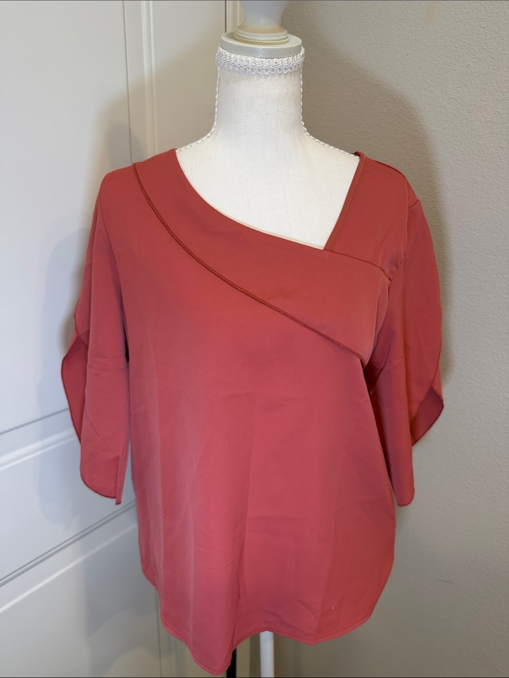 Elegant Asymmetrical Rust Tunic Top for Women